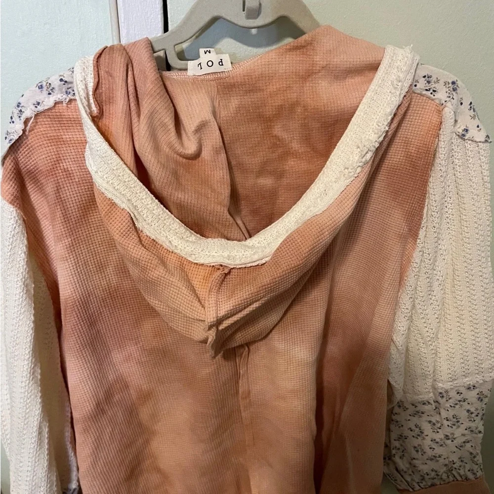 POL Peach and White Floral Hoodie - Picture 2 of 2